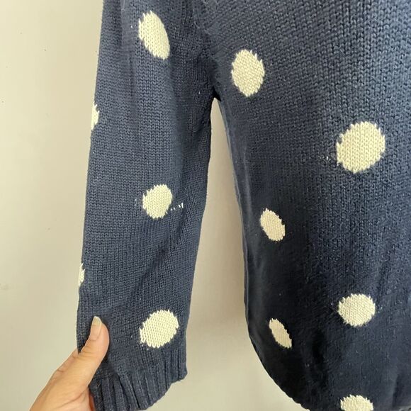 Lucky Brand Paula Blue Polka Dot 2/3 Sleeve Sweater Scoop Neck Size M - Picture 5 of 10